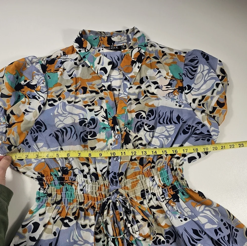 Unique Spectrum Womens Blouse Career Casual 2X Colorful Smocked Waist NWOT